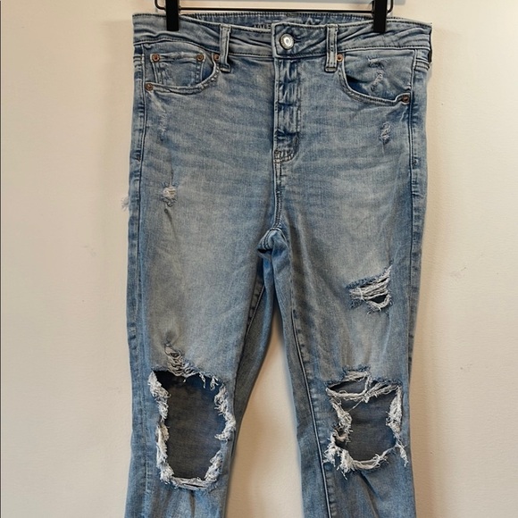 Skinny Blue Distressed Denim Jeans - Picture 3 of 6